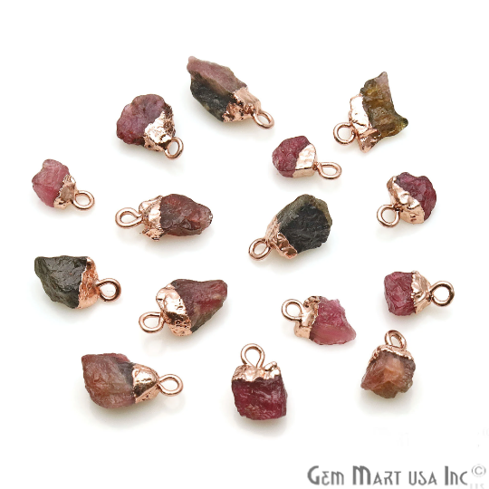 Multi Tourmaline Rose Gold Electroplated Gemstone Connector