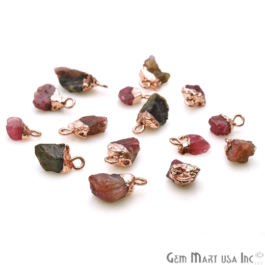Multi Tourmaline Rose Gold Electroplated Gemstone Connector