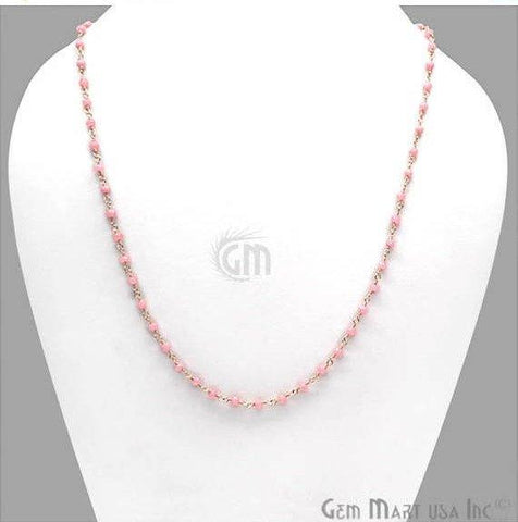 Round Bead Wire Wrapped Necklace Chain (Pick your Gemstone, Plating) - GemMartUSA