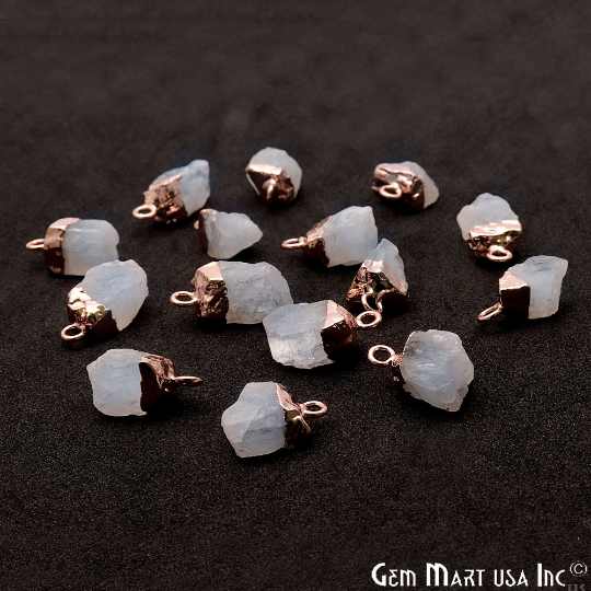 Rainbow Moonstone Single Bail Rose Gold Electroplated Gemstone Connector