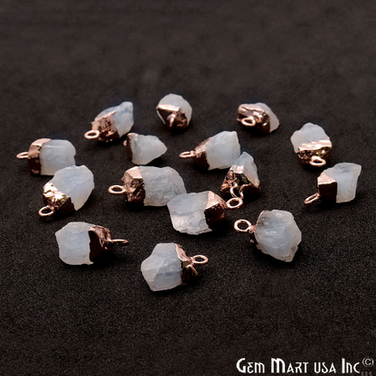 Rainbow Moonstone Single Bail Rose Gold Electroplated Gemstone Connector