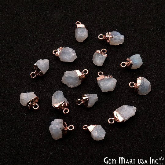 Rainbow Moonstone Single Bail Rose Gold Electroplated Gemstone Connector