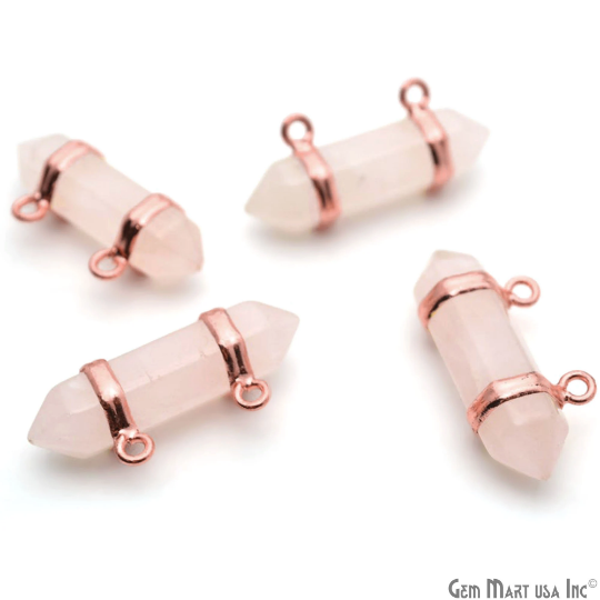 Rose Quartz Double Terminated Rose Gold Plated Point Pendant