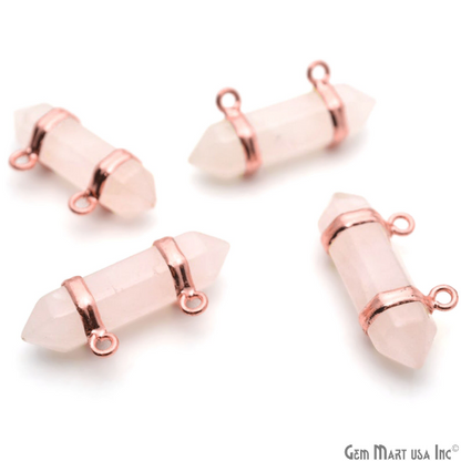 Rose Quartz Double Terminated Rose Gold Plated Point Pendant