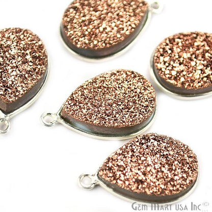 Titanium Druzy 13x18mm Pears Silver Single Bail Bezel Gemstone Connector