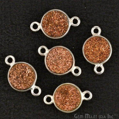 Titanium Druzy 8mm Round Bezel Connector (Pick Color, Bail, Plating) - GemMartUSA