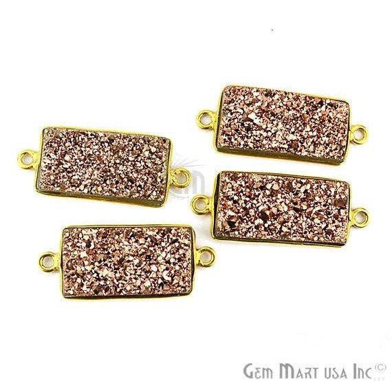 Titanium Druzy 10x20mm Octagon Bezel Gemstone Connector (Pick Your Color, Bail, Plating) - GemMartUSA