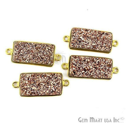 Titanium Druzy 10x20mm Octagon Bezel Gemstone Connector (Pick Your Color, Bail, Plating) - GemMartUSA