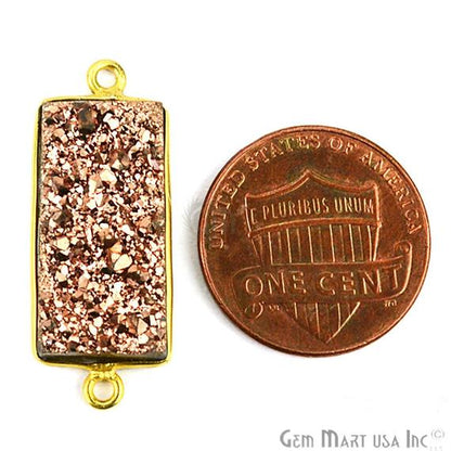 Titanium Druzy 10x20mm Octagon Bezel Gemstone Connector (Pick Your Color, Bail, Plating) - GemMartUSA