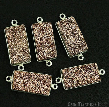 Titanium Druzy 10x20mm Octagon Bezel Gemstone Connector (Pick Your Color, Bail, Plating) - GemMartUSA