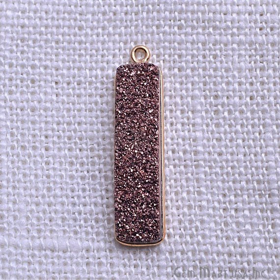 Titanium Druzy 29x7mm Rectangle Gold Bail Bezel Gemstone Connector (Pick Color) (11239) - GemMartUSA