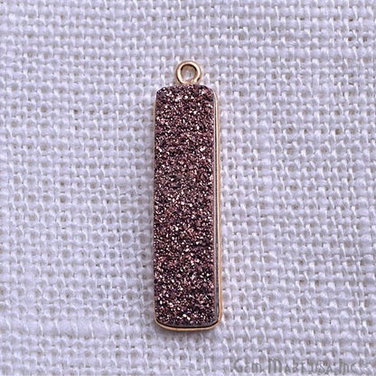 Titanium Druzy 29x7mm Rectangle Gold Bail Bezel Gemstone Connector (Pick Color) (11239) - GemMartUSA