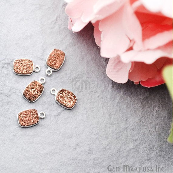 Titanium Druzy 7x9mm Octagon Bezel Connector (Pick Color, Bail, Plating) - GemMartUSA