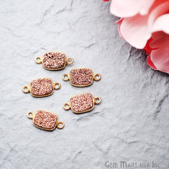 Titanium Druzy 7x9mm Octagon Bezel Connector (Pick Color, Bail, Plating) - GemMartUSA