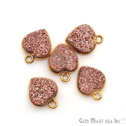 Natural Titanium Druzy 10mm Heart Single Bail Bezel Gemstone Connector (Pick Your Color, Plating) - GemMartUSA