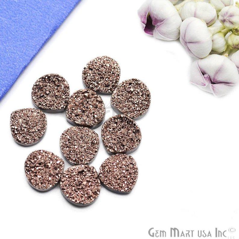 Plain Druzy 12mm Heart Shape Loose Cabochon (Pick Your Color) - GemMartUSA