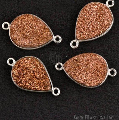 Titanium Druzy 12x16mm Pears Silver Double Bail Gemstone Connector