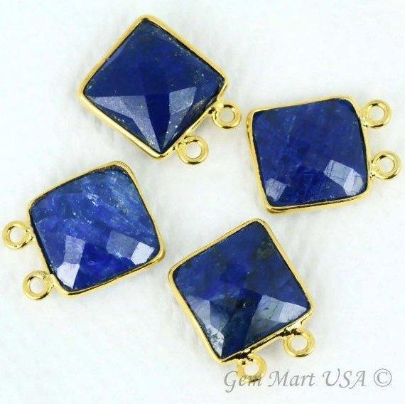 Square 12mm Gold Plated Bezel Cat Bail Gemstone Connector