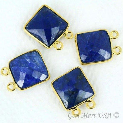 Square 12mm Gold Plated Bezel Cat Bail Gemstone Connector