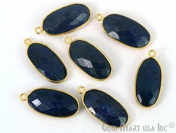 Oval 10x20mm Gold Bezel Single Bail Gemstone Connector