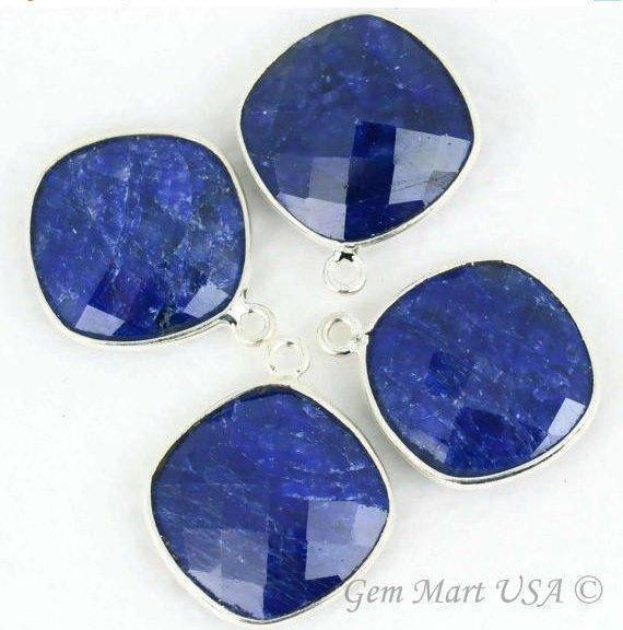 Cushion 16mm Silver Bezel Single Bail Gemstone Connector