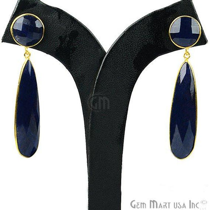 Pear and Round Shape 43x28mm Gold Plated Gemstone Dangle Studs (Pick your Gemstone) (90015-1) - GemMartUSA
