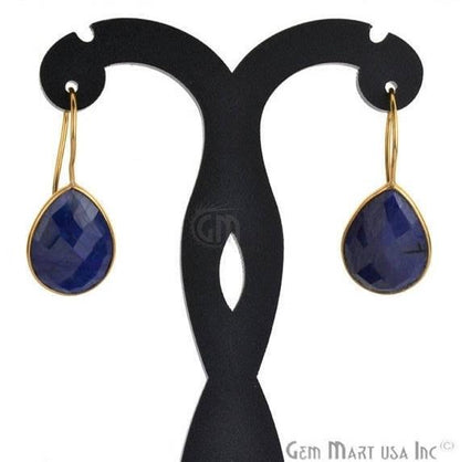 Pear Shape 19x14mm Gold Plated Gemstone Hook Earrings (Pick your Gemstone) (90028-2) - GemMartUSA