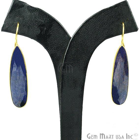 Pear Shape 57x11mm Gold Plated Gemstone Hook Earrings (Pick your Gemstone) (90049-1) - GemMartUSA