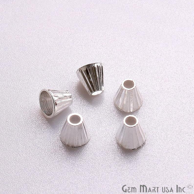 5pc Lot Silver Cone Acrylic Cap Findings Tassel Caps - GemMartUSA