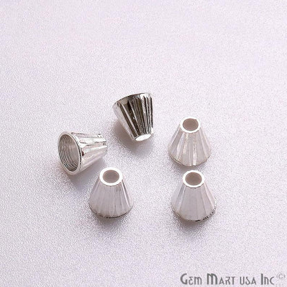 5pc Lot Silver Cone Acrylic Cap Findings Tassel Caps - GemMartUSA