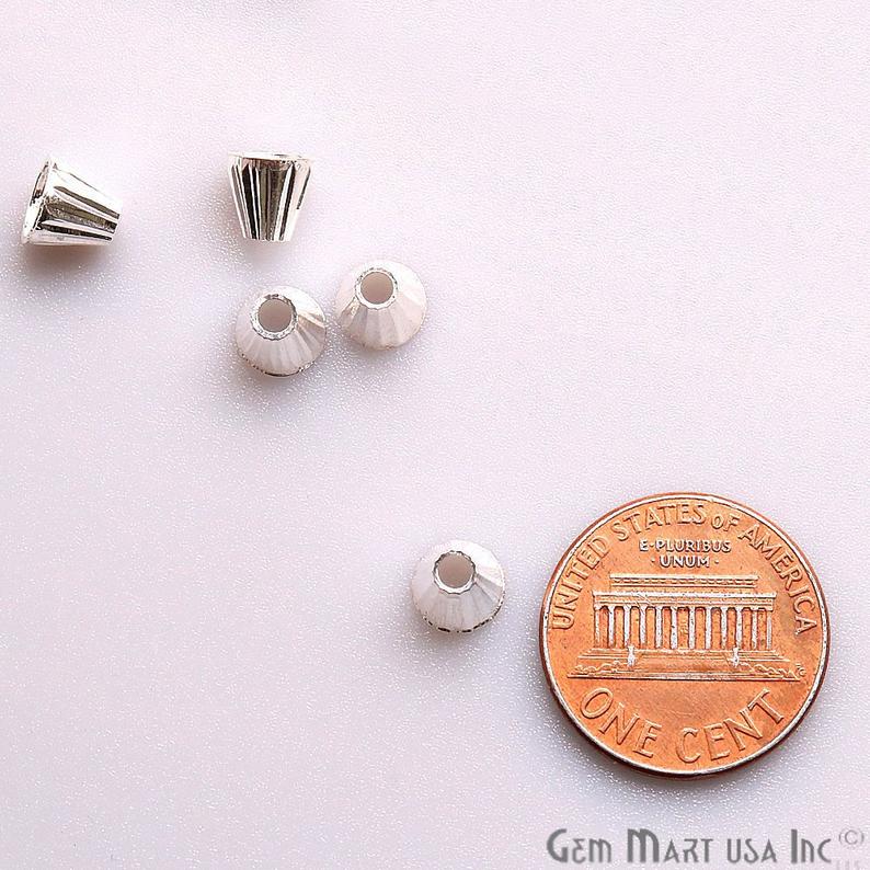 5pc Lot Silver Cone Acrylic Cap Findings Tassel Caps - GemMartUSA