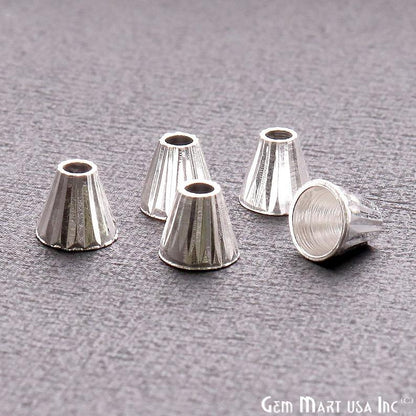 5pc Lot Silver Cone Acrylic Cap Findings Tassel Caps - GemMartUSA
