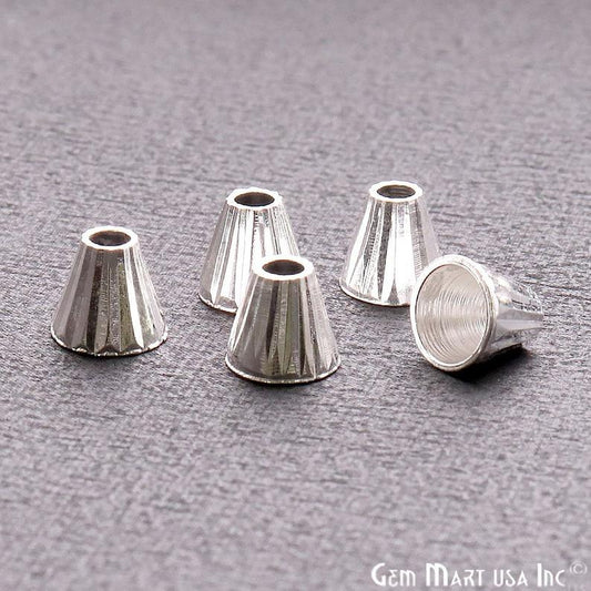 5pc Lot Silver Cone Acrylic Cap Findings Tassel Caps - GemMartUSA