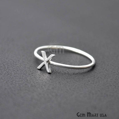 Initial Alphabet Letter Wedding Band Ring - Ring Size 7US (GP7-SP7-RP7) - GemMartUSA