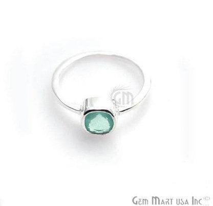 Silver Plated Cushion Shape Single Gemstone Solitaire Ring (Pick your stone and size) (SP-12008) - GemMartUSA