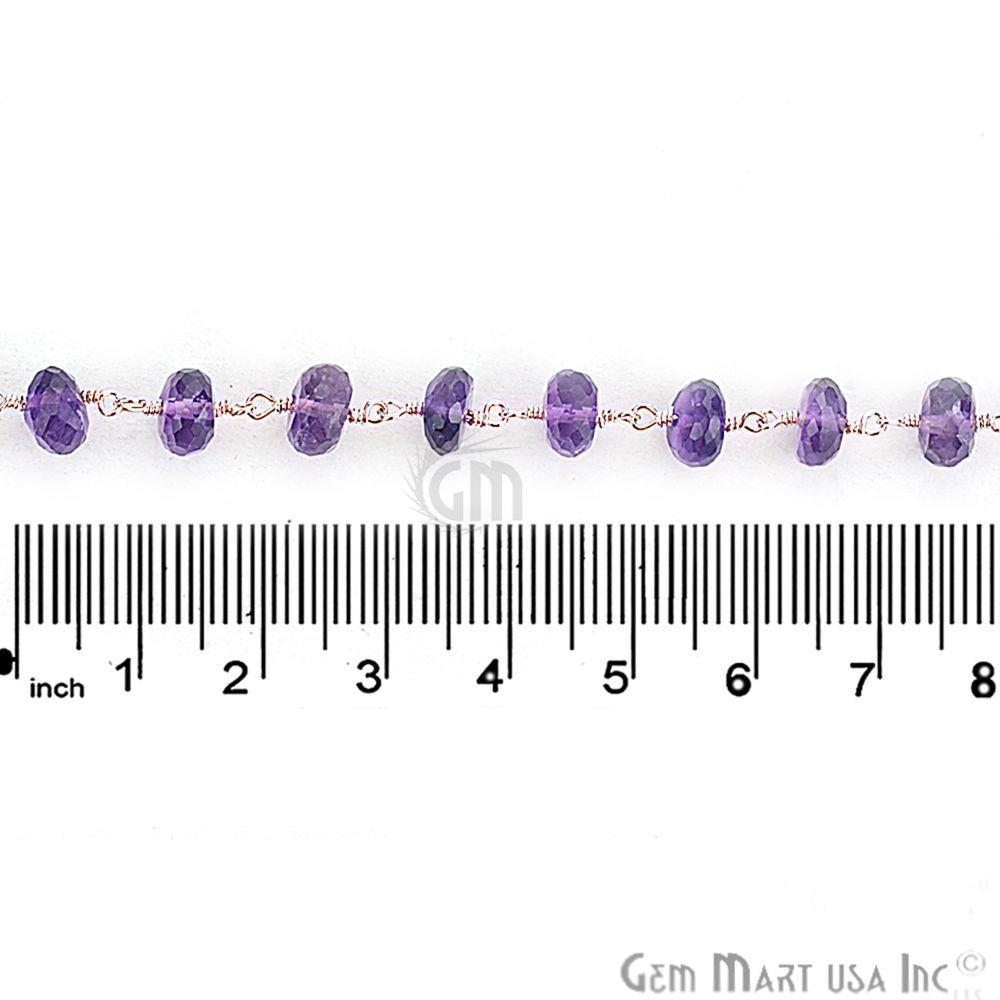 Amethyst Beads Sterling Silver Wire Wrapped Rosary Chain (762766622767)