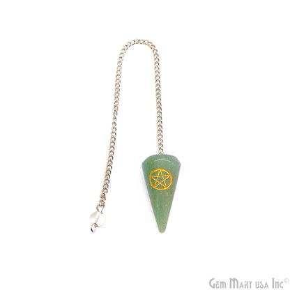 Gemstone Healing Pendulum Pendant, 42x20mm Healing Gemstone With Reiki Symbols Pendulum