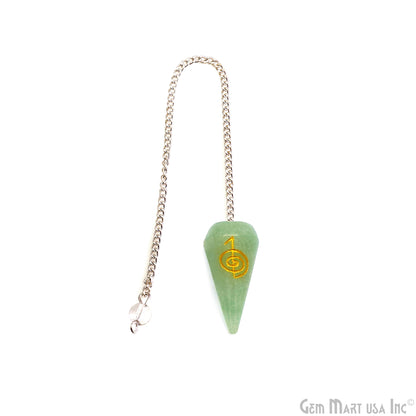 Gemstone Healing Pendulum Pendant, 42x20mm Healing Gemstone With Reiki Symbols Pendulum