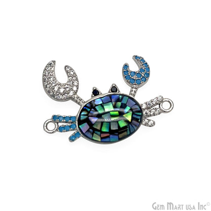 Crab Charm Pendant crab jewelry Cubic Zircon 25x17mm Pendant