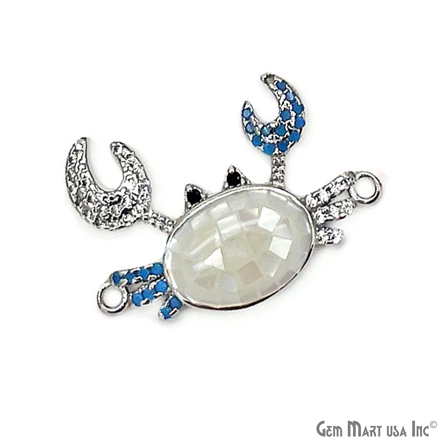 Crab Charm Pendant crab jewelry Cubic Zircon 25x17mm Pendant