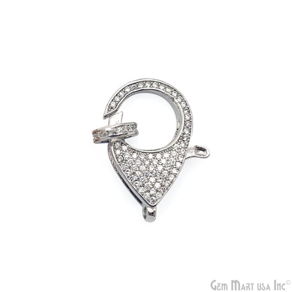 CZ Lobster Clasp 27x18mm CZ Clear Micro Pave Round Lobster Claw Clasp