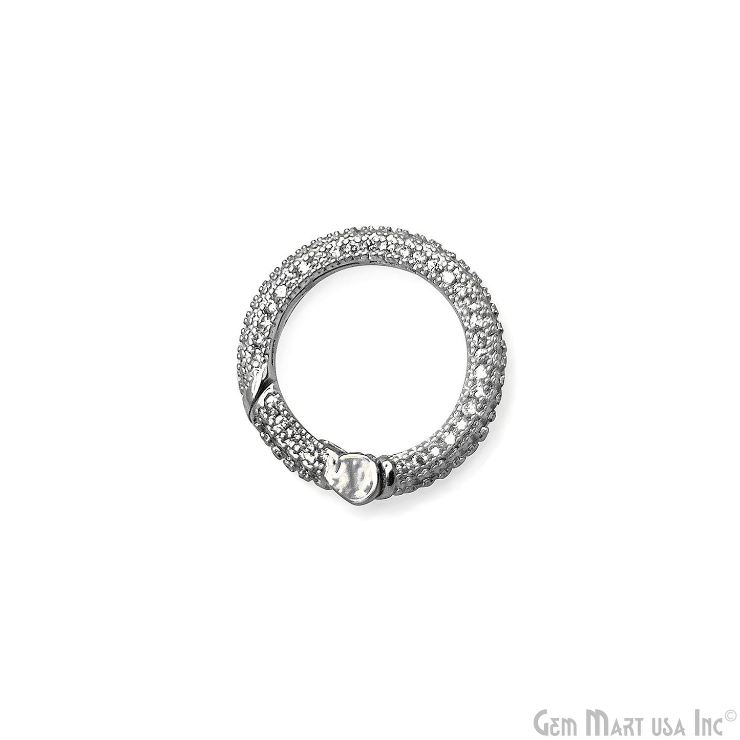 Dainty CZ Pave Round Spring Gate Ring 20mm Round Push Gate Ring-Jewelry Making Findings
