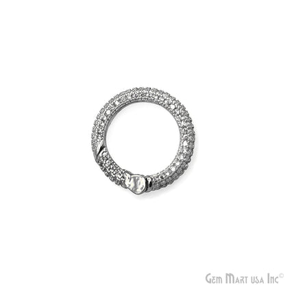 Dainty CZ Pave Round Spring Gate Ring 20mm Round Push Gate Ring-Jewelry Making Findings