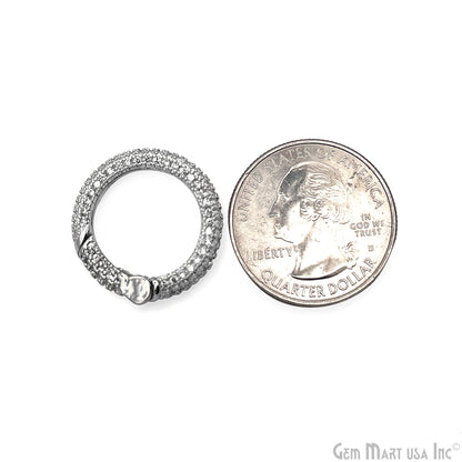 Dainty CZ Pave Round Spring Gate Ring 20mm Round Push Gate Ring-Jewelry Making Findings
