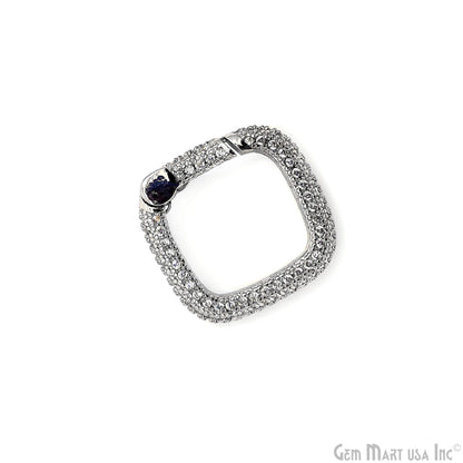 Dainty CZ Pave Square Spring Gate Ring 18mm Square Push Gate Ring-Jewelry Making Findings