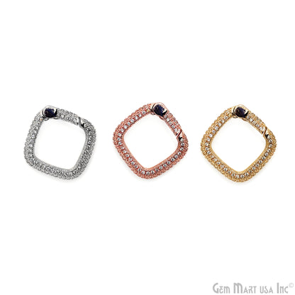 Dainty CZ Pave Square Spring Gate Ring 18mm Square Push Gate Ring-Jewelry Making Findings