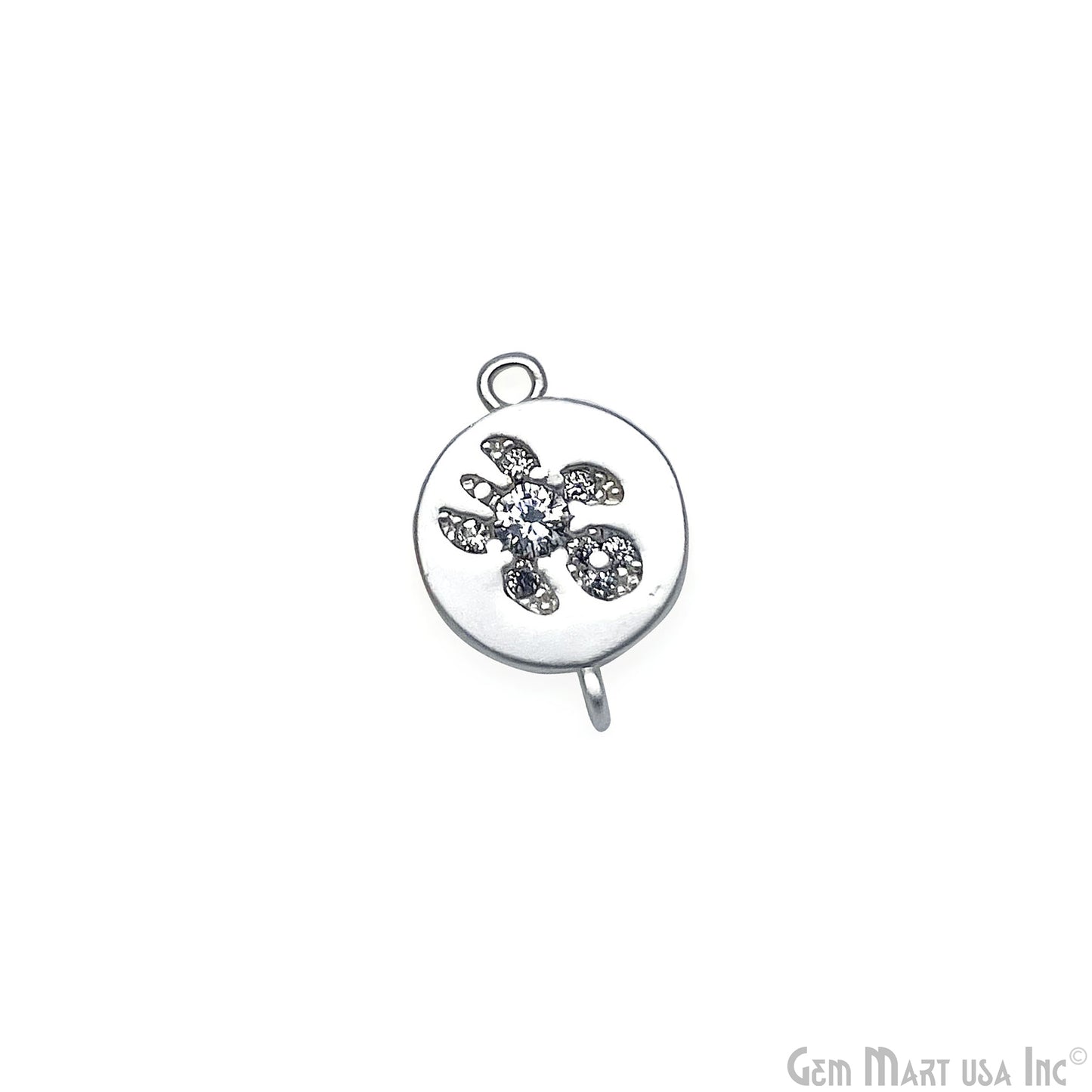 CZ Round Charm Pendant 13x9mm Double Bail Bracelet Charm