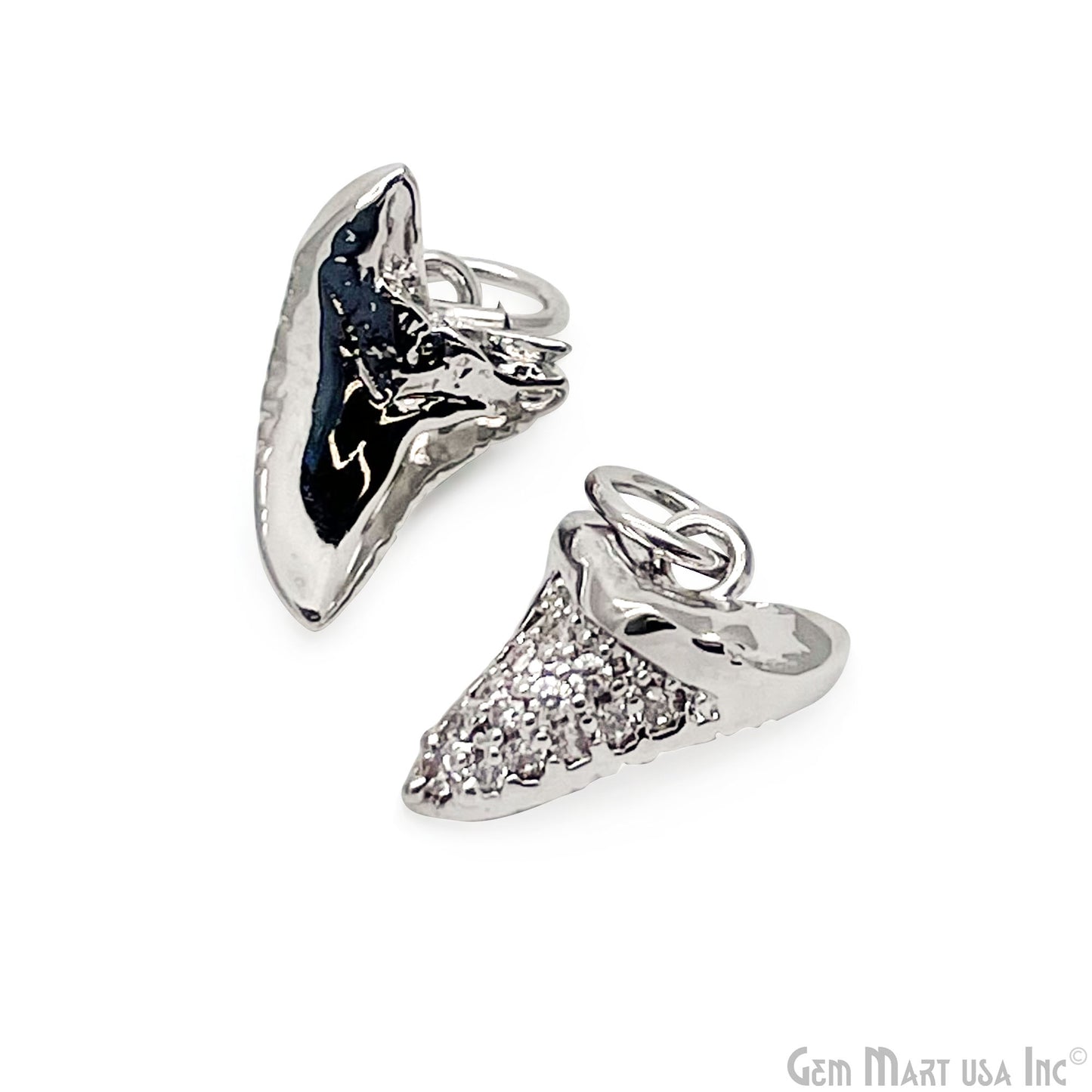 CZ Zircon Beads paved Small Shark Teeth Bracelets Charms Jewelry Findings
