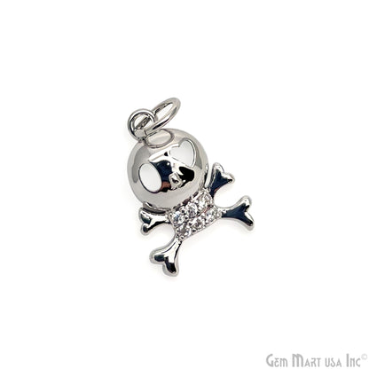 CZ Skull Crossbones 14x10mm Single Bail Pendant