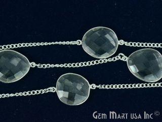 Crystal 15-20mm Silver Plated Bezel Connector Link Rosary Chain (764401385519)